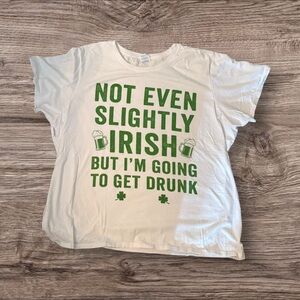 Funny St. Patrick’s Day tee - Port and Company White Tee with Green Print